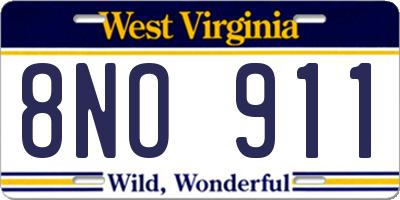 WV license plate 8NO911