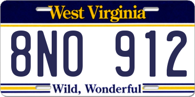 WV license plate 8NO912