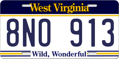 WV license plate 8NO913