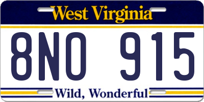 WV license plate 8NO915