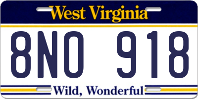 WV license plate 8NO918