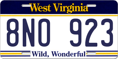 WV license plate 8NO923