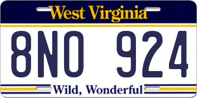 WV license plate 8NO924