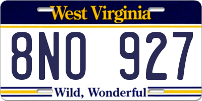 WV license plate 8NO927