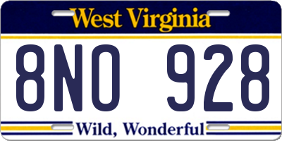 WV license plate 8NO928
