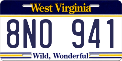 WV license plate 8NO941