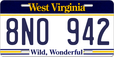 WV license plate 8NO942