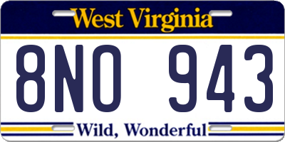 WV license plate 8NO943