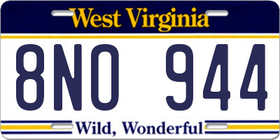 WV license plate 8NO944