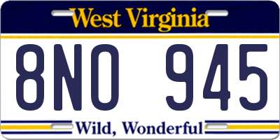 WV license plate 8NO945