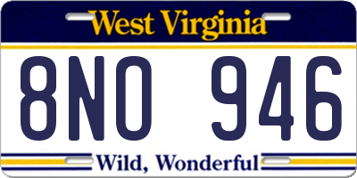 WV license plate 8NO946