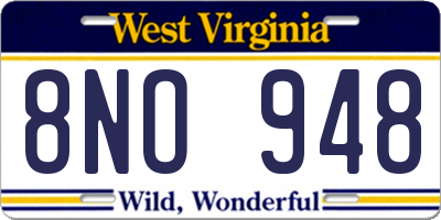 WV license plate 8NO948