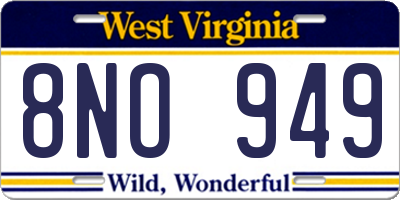 WV license plate 8NO949