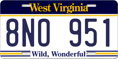 WV license plate 8NO951