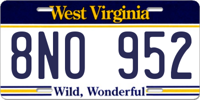 WV license plate 8NO952
