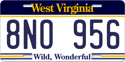 WV license plate 8NO956