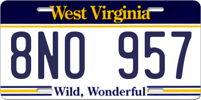 WV license plate 8NO957