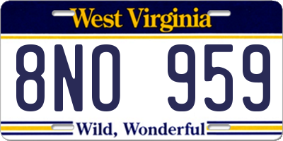 WV license plate 8NO959