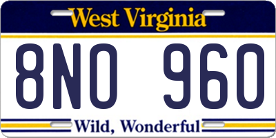 WV license plate 8NO960