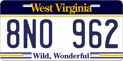 WV license plate 8NO962