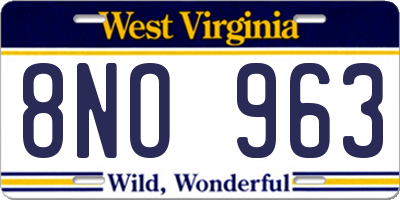 WV license plate 8NO963
