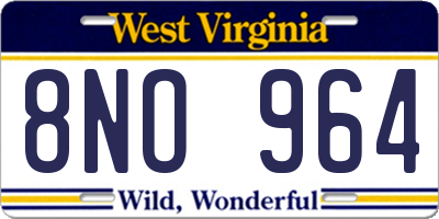 WV license plate 8NO964