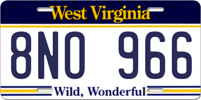 WV license plate 8NO966