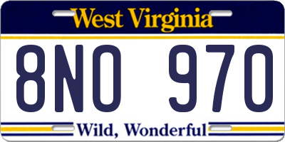 WV license plate 8NO970