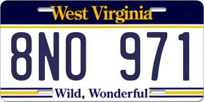 WV license plate 8NO971