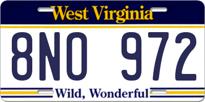 WV license plate 8NO972