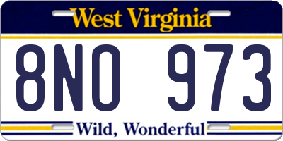 WV license plate 8NO973