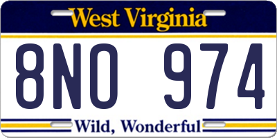 WV license plate 8NO974