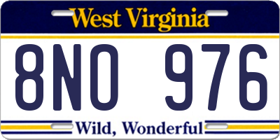 WV license plate 8NO976