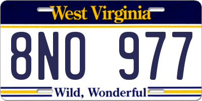 WV license plate 8NO977