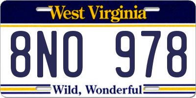 WV license plate 8NO978