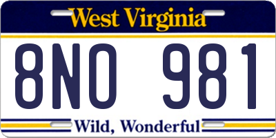 WV license plate 8NO981