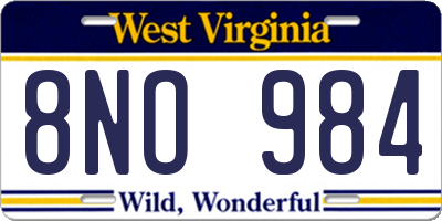 WV license plate 8NO984
