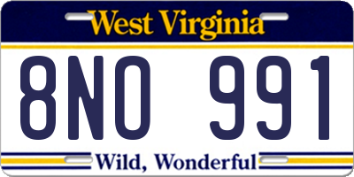 WV license plate 8NO991