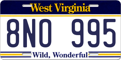 WV license plate 8NO995