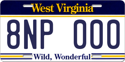 WV license plate 8NP000