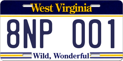 WV license plate 8NP001