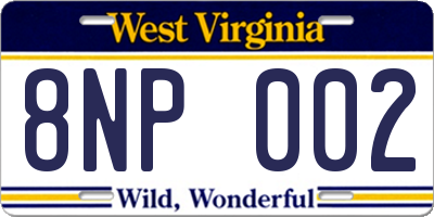 WV license plate 8NP002