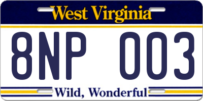 WV license plate 8NP003