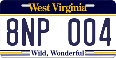 WV license plate 8NP004