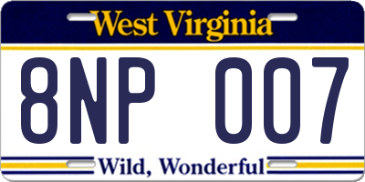 WV license plate 8NP007