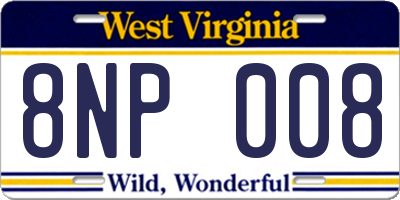 WV license plate 8NP008
