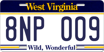 WV license plate 8NP009