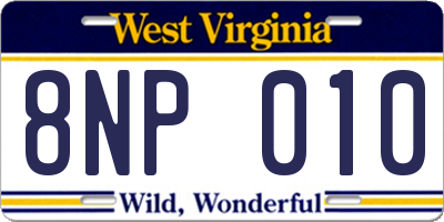 WV license plate 8NP010