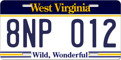 WV license plate 8NP012