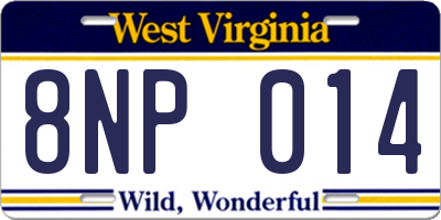 WV license plate 8NP014